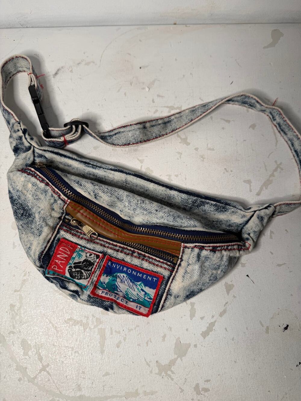 VTG 1980s Acid Wash Environmentalist Panda Fanny Pack 80s Environment Protect It